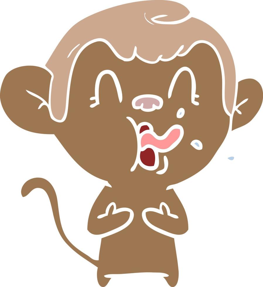 crazy flat color style cartoon monkey vector
