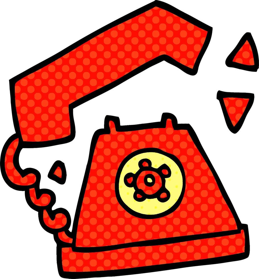 cartoon doodle retro telephone vector