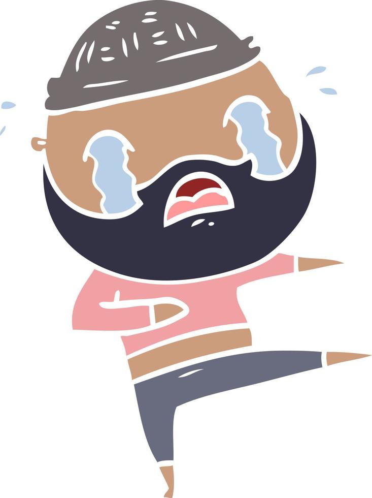 flat color style cartoon bearded dancer crying vector