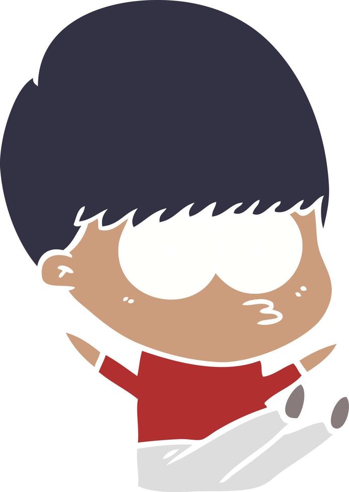 nervous flat color style cartoon boy vector