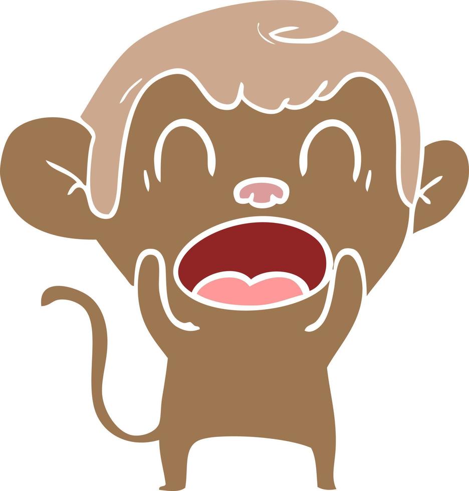 shouting flat color style cartoon monkey vector