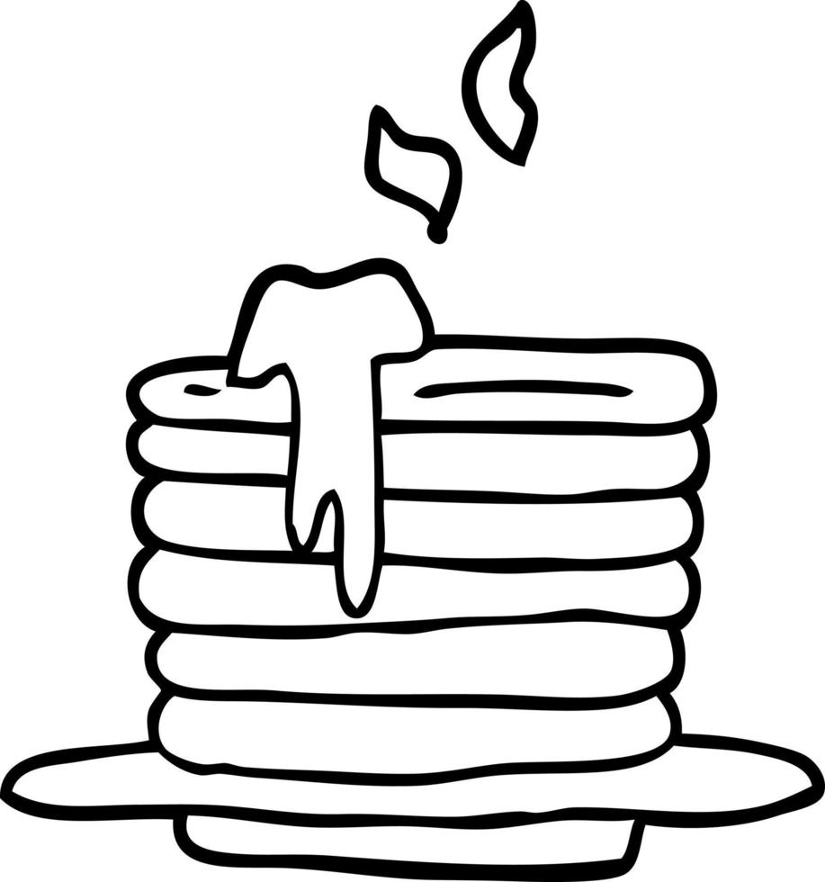 line drawing cartoon stack of pancakes vector