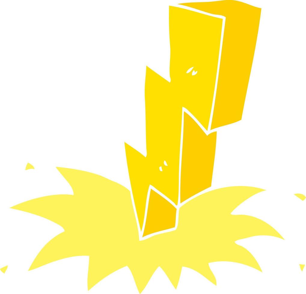 flat color illustration of a cartoon lightning bolt vector