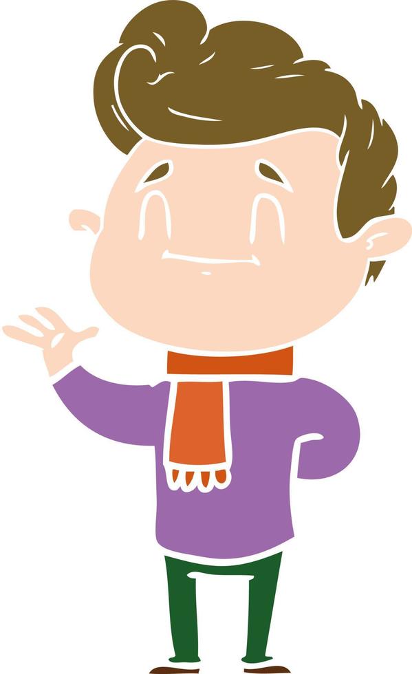 happy flat color style cartoon man vector