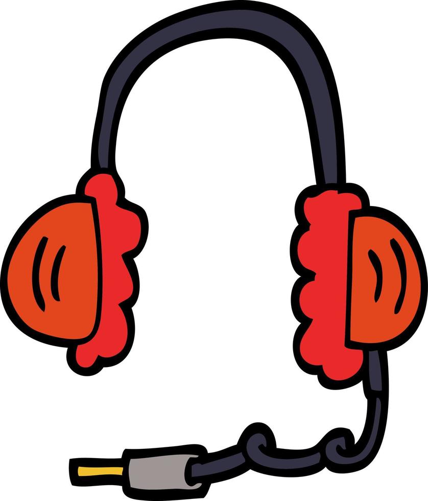 cartoon doodle ear phones vector