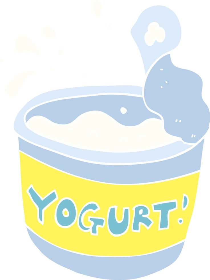 flat color illustration of a cartoon yogurt vector