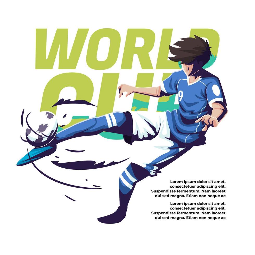 ilustración de la copa mundial de un jugador sosteniendo la pelota vector