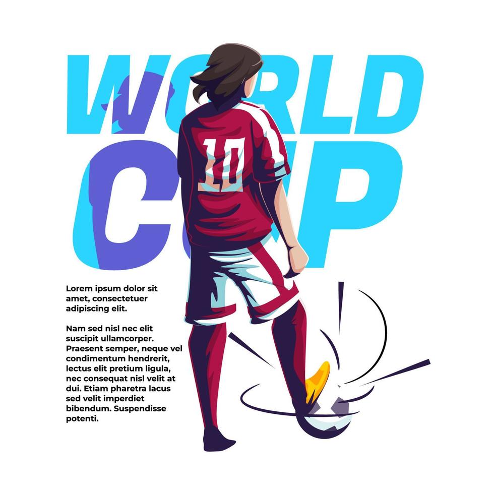 world cup illustration of a player standing holding the ball vector