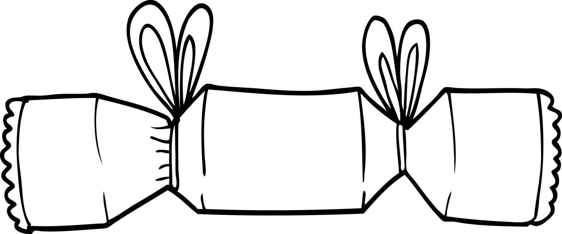line drawing cartoon christmas cracker vector