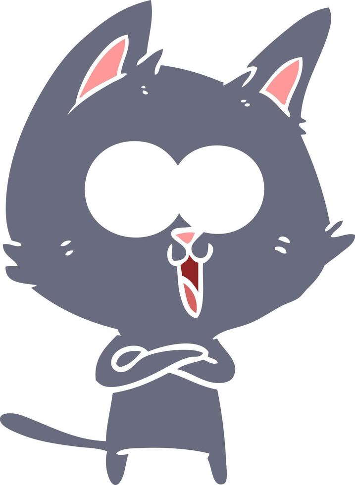 funny flat color style cartoon cat vector