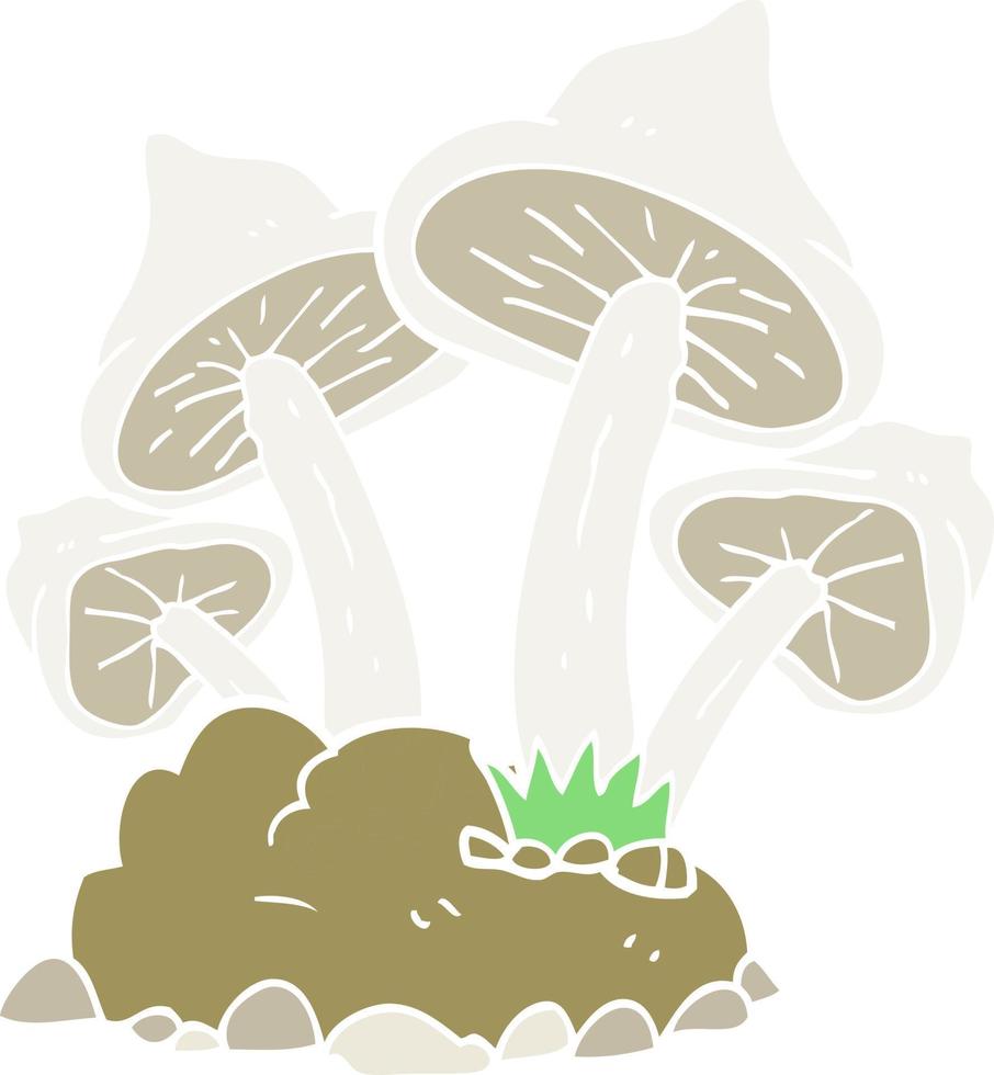 flat color illustration of a cartoon mushrooms vector