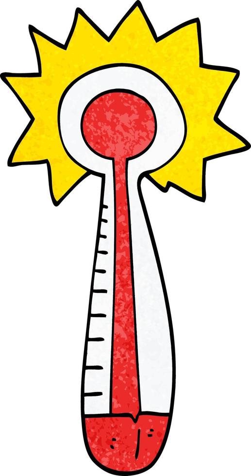cartoon doodle hot thermometer vector