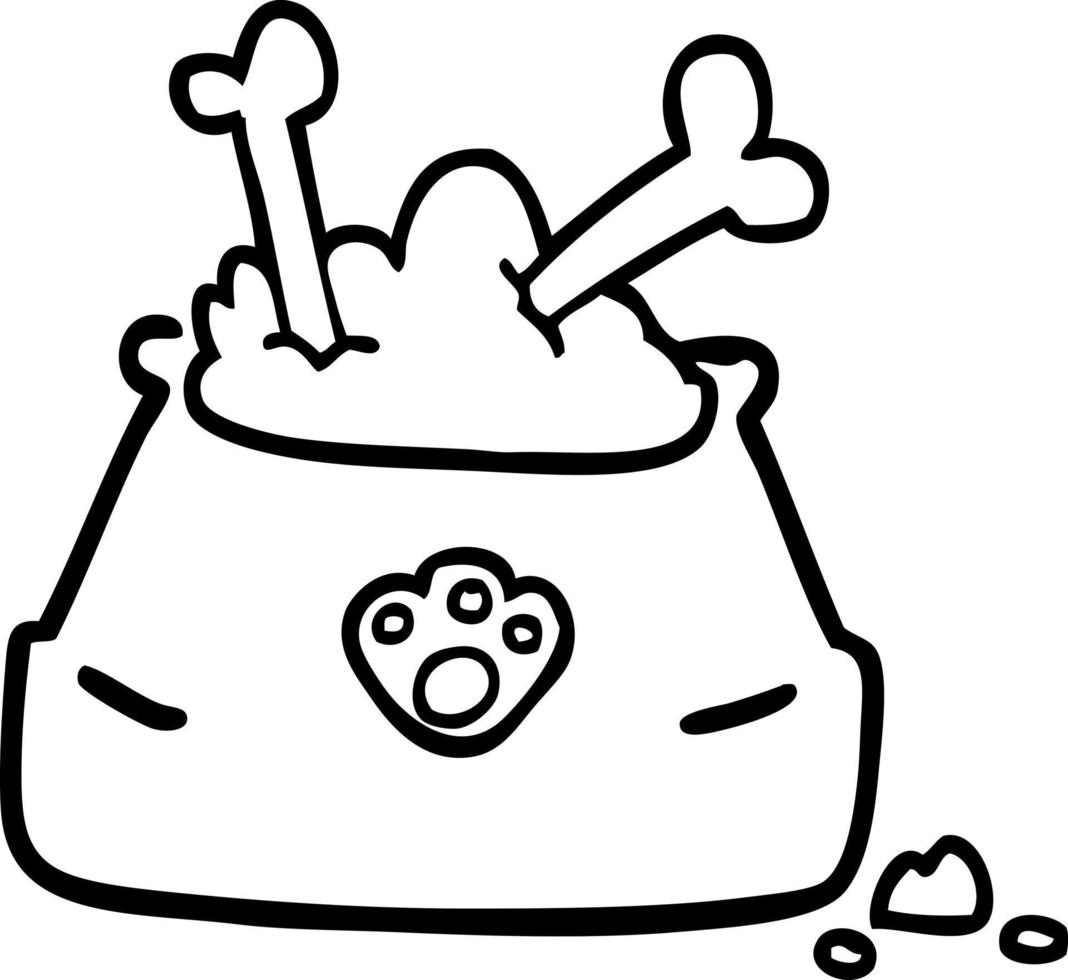 line drawing cartoon pet bowl vector