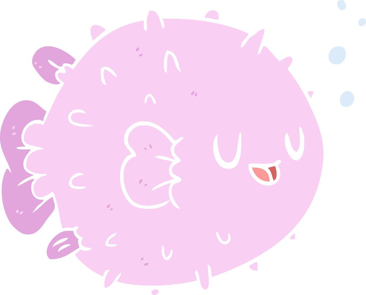 flat color style cartoon blowfish vector