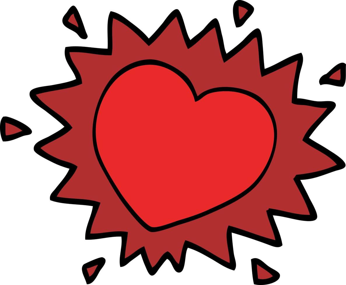 cartoon doodle flaming heart vector