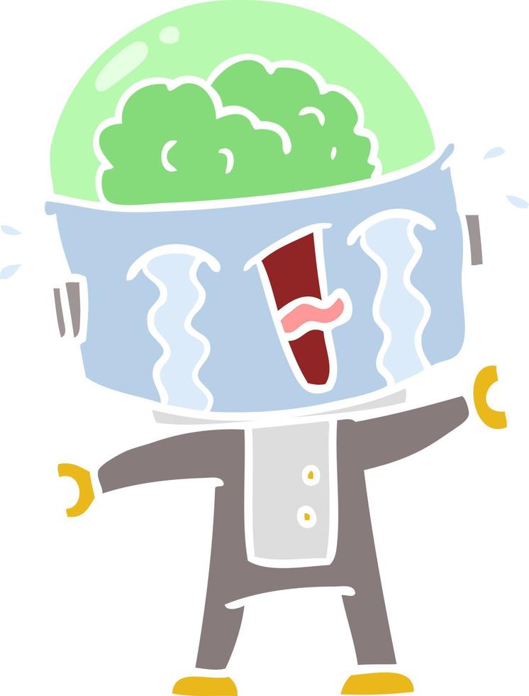 flat color style cartoon crying robot vector