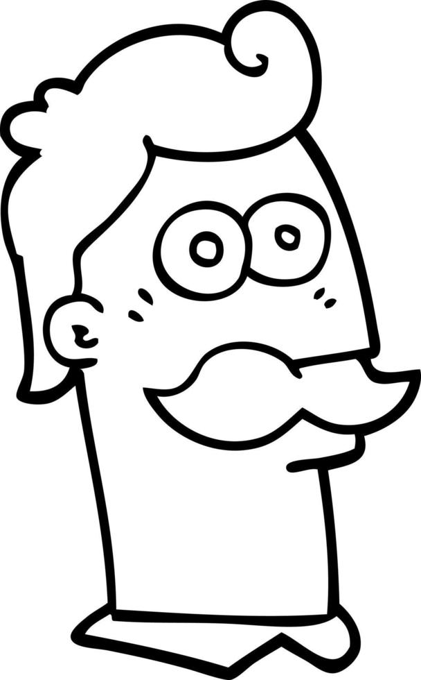 line drawing cartoon man with mustache vector
