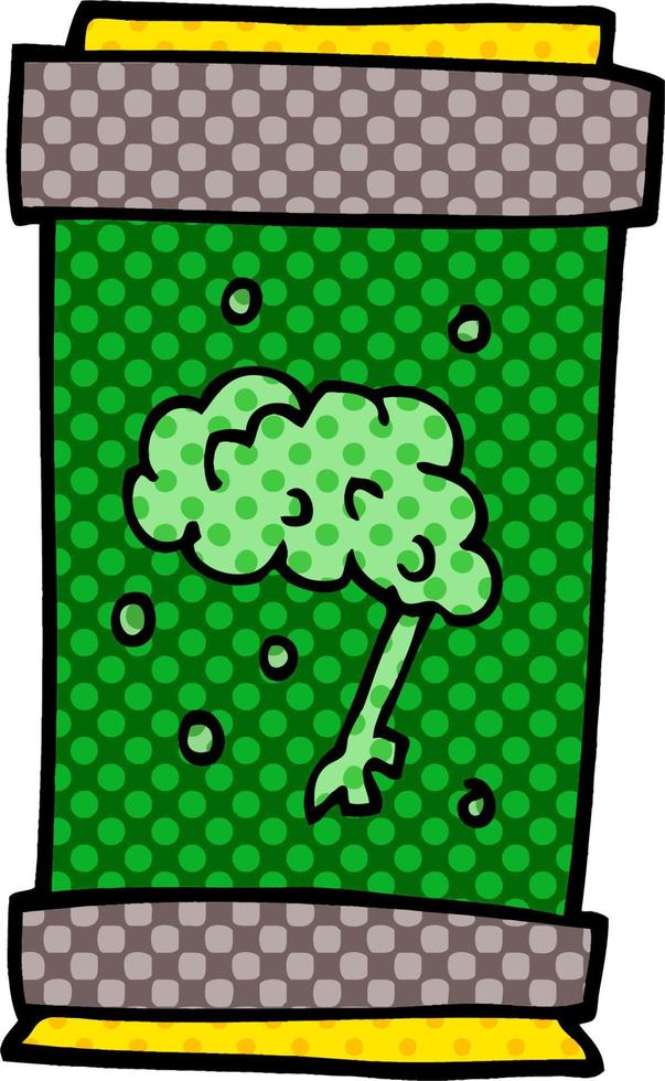 cartoon doodle brain in jar vector