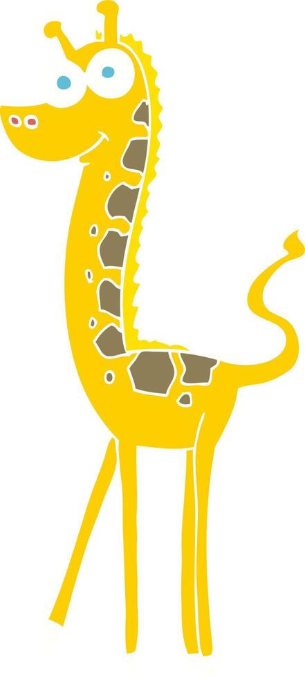 ilustración de color plano de una jirafa de dibujos animados vector
