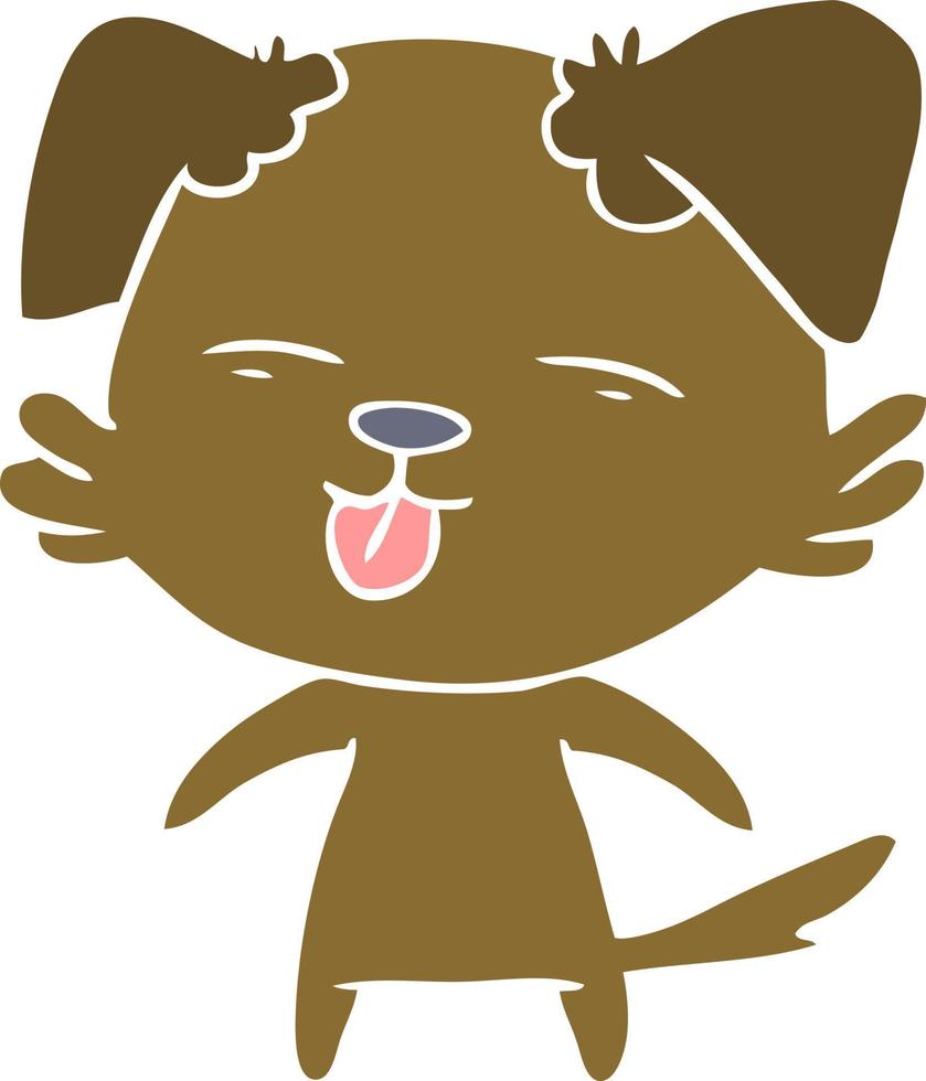 flat color style cartoon dog sticking out tongue vector