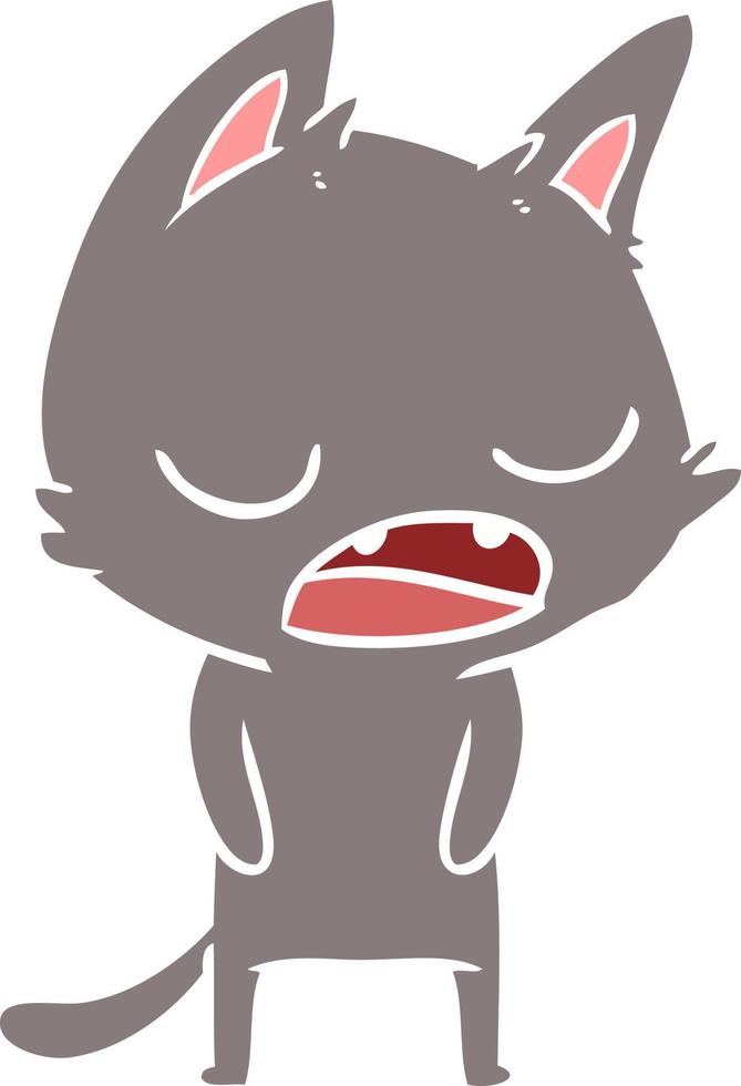 talking cat flat color style cartoon vector