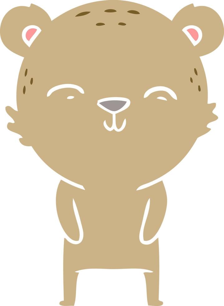 happy flat color style cartoon bear vector