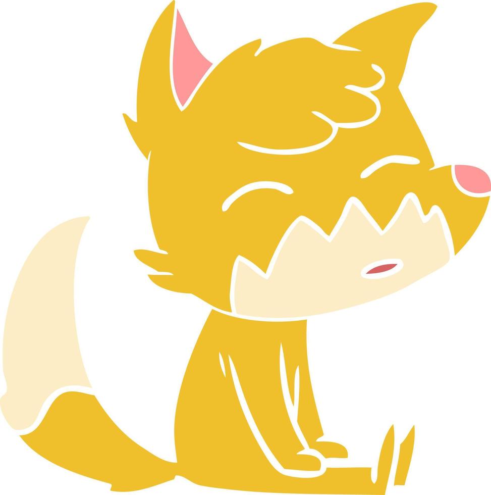 flat color style cartoon fox sitting vector