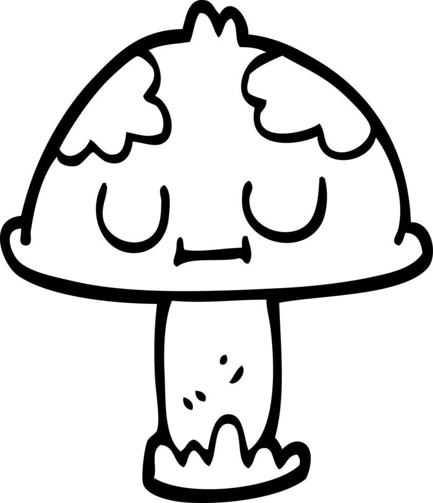 line drawing cartoon cute mushroom vector