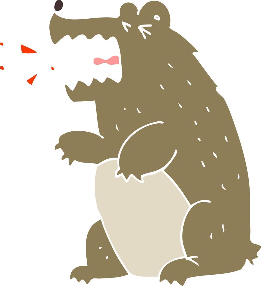 flat color illustration of a cartoon bear vector