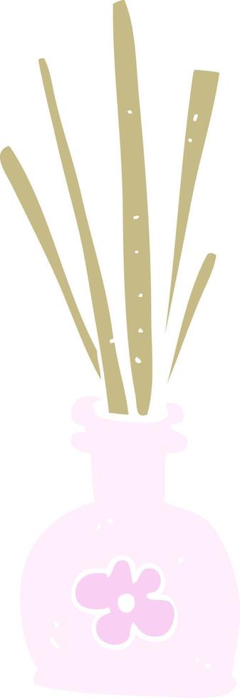 flat color illustration of a cartoon fragrance oil reeds vector