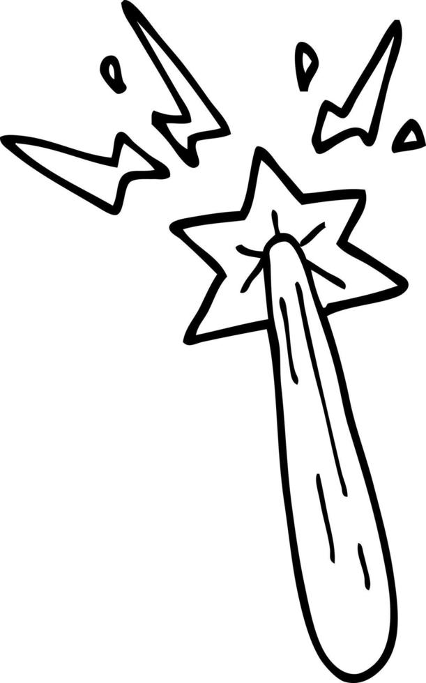 line drawing cartoon magic wand vector