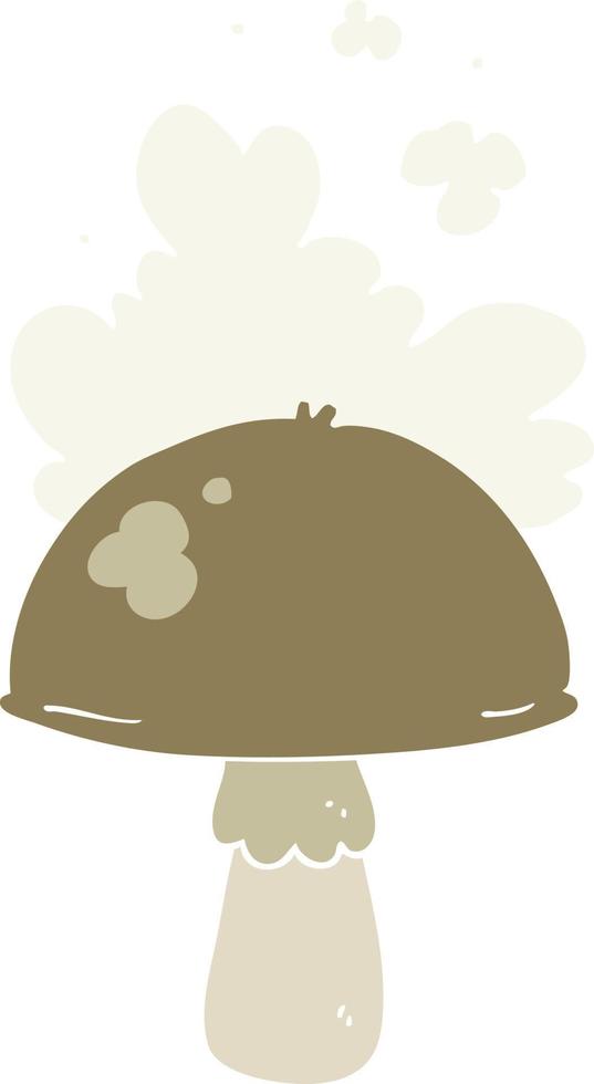 flat color style cartoon mushroom with spore cloud vector