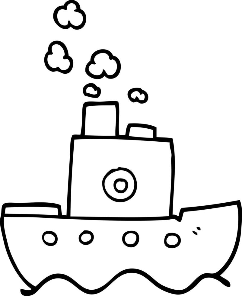 line drawing cartoon ship vector