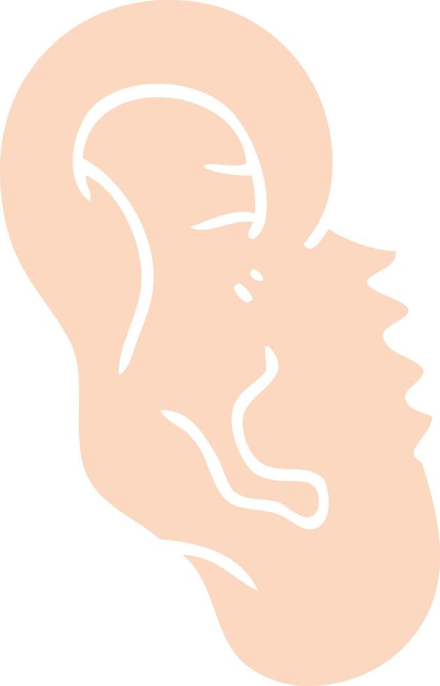 flat color illustration of a cartoon human ear vector