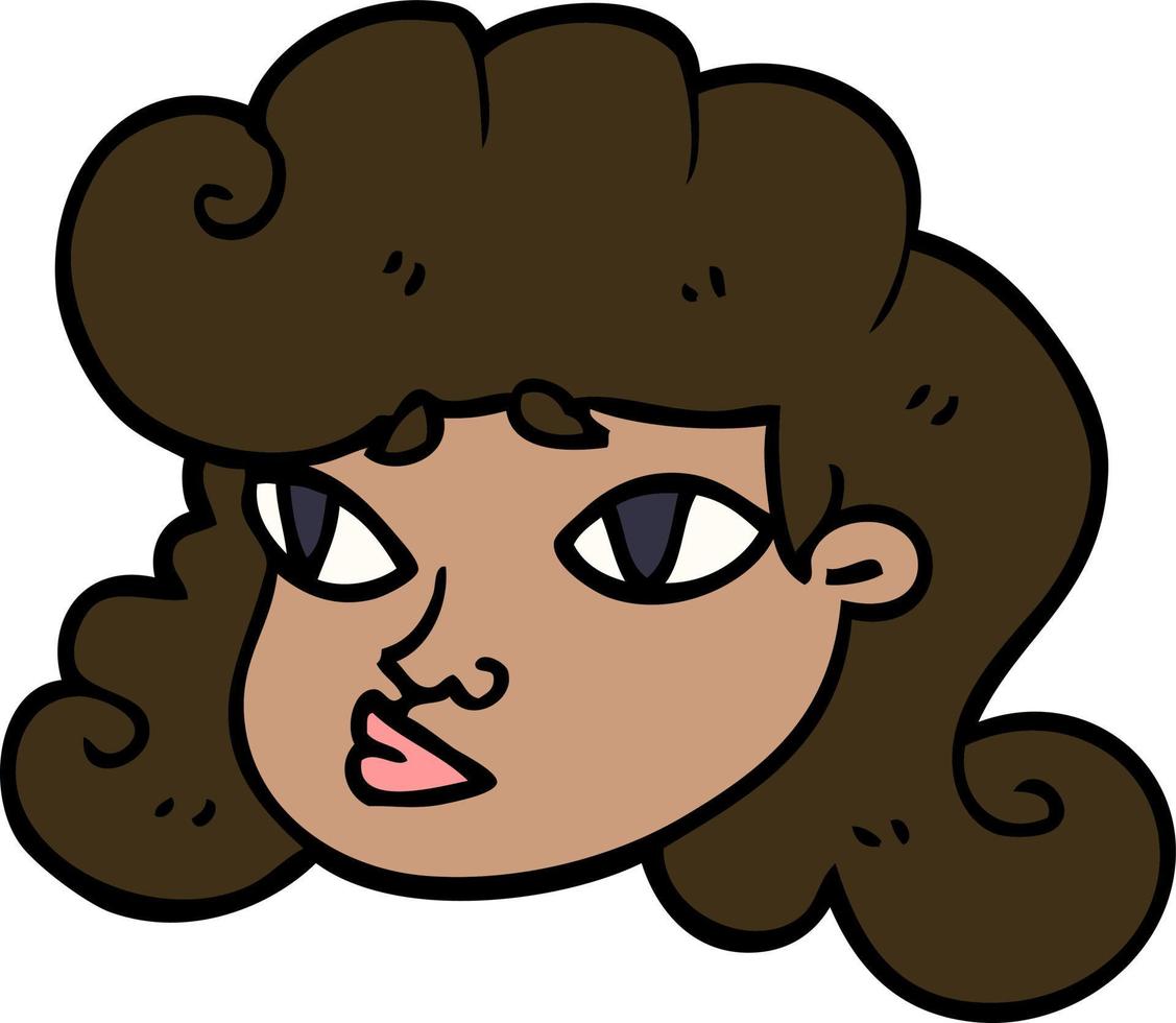 cartoon doodle female face vector