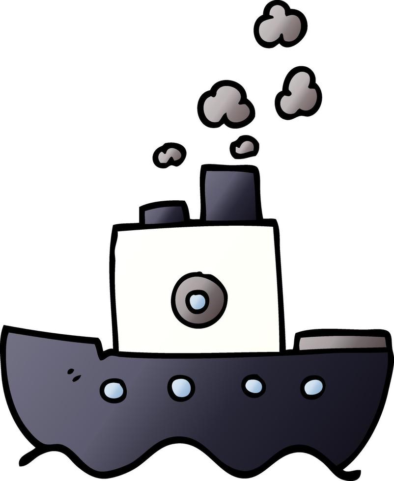 cartoon doodle steam boat vector