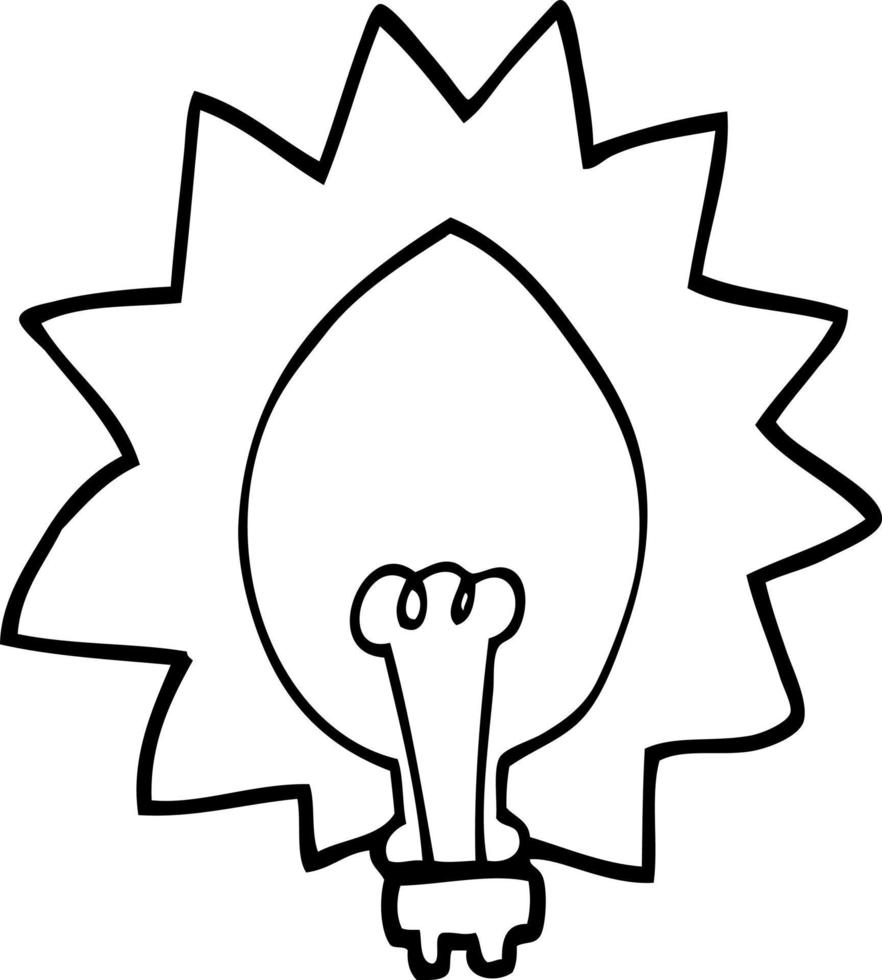 line drawing cartoon light bulb vector