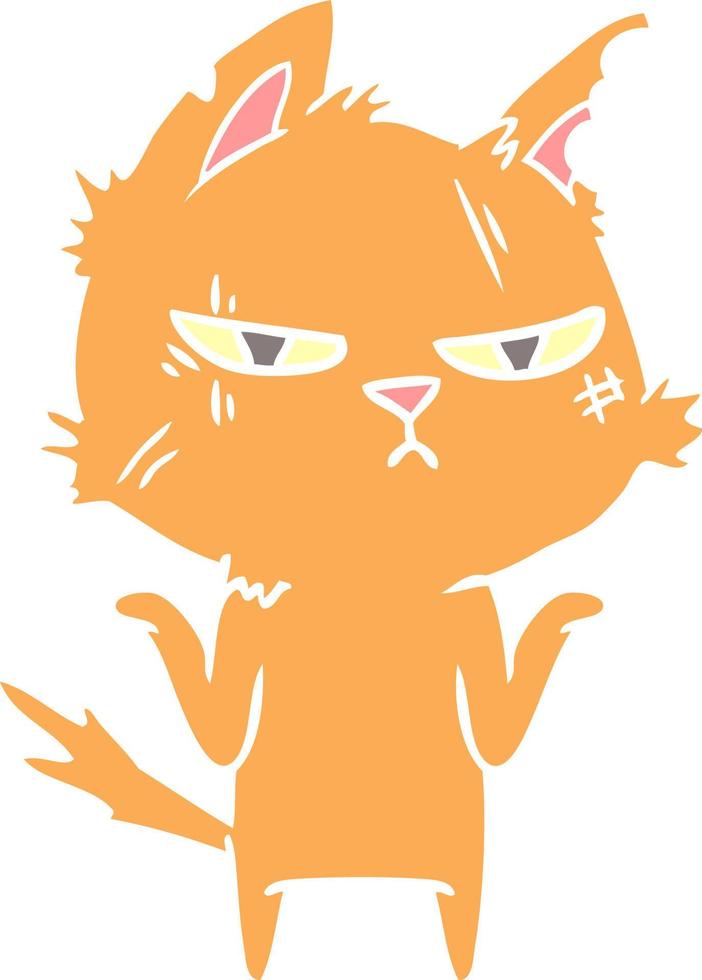 tough flat color style cartoon cat vector