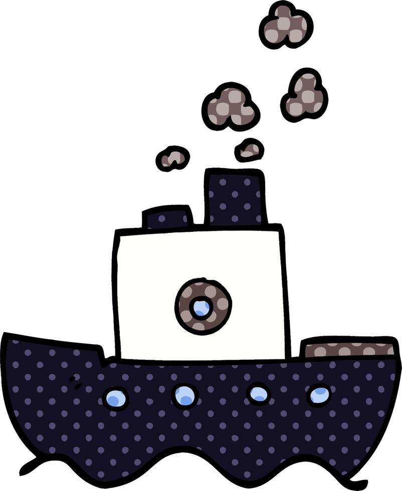 cartoon doodle steam boat vector