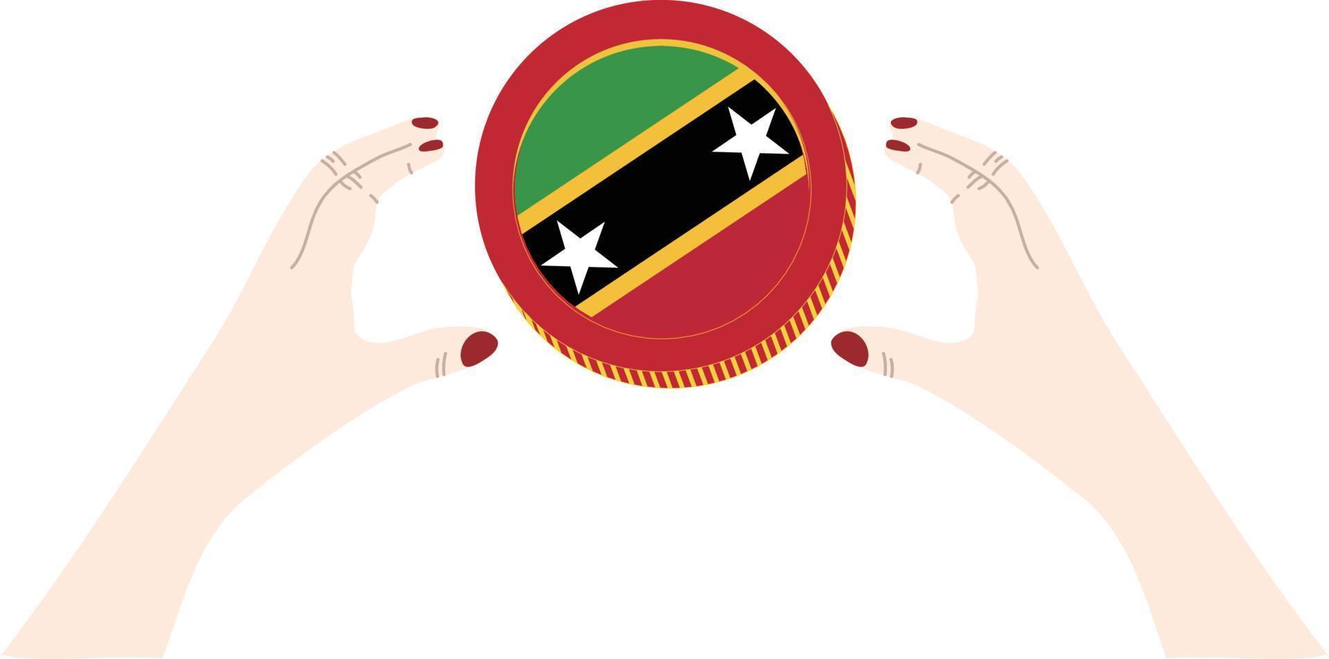 dibujado a mano de vector de bandera de saint kitts y nevis, dibujado a mano de vector de dólar del caribe oriental