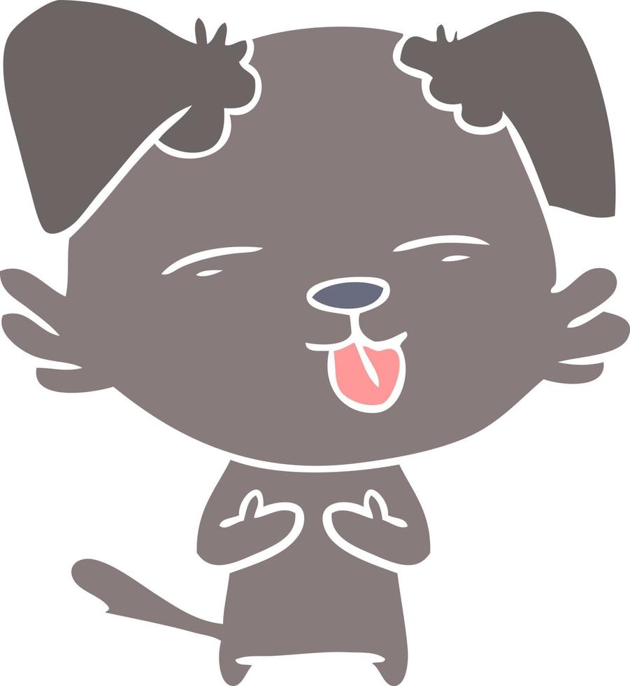 flat color style cartoon dog sticking out tongue vector