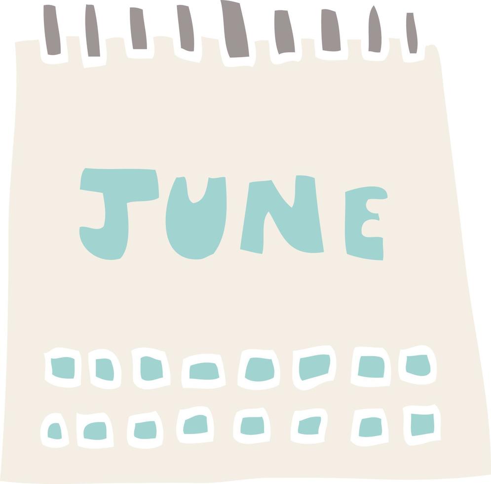 cartoon doodle calendar showing month of june vector