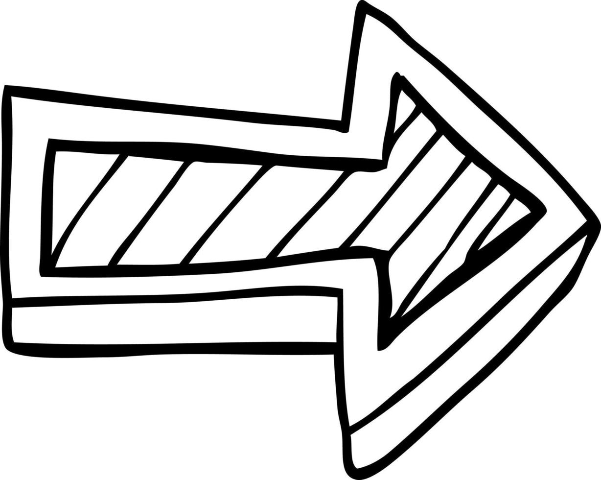 flecha de dirección de dibujos animados de dibujo lineal vector