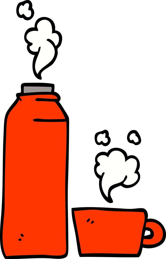 cartoon doodle hot drinks flask vector