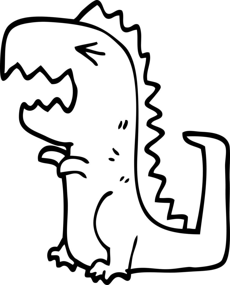 line drawing cartoon roaring t rex vector