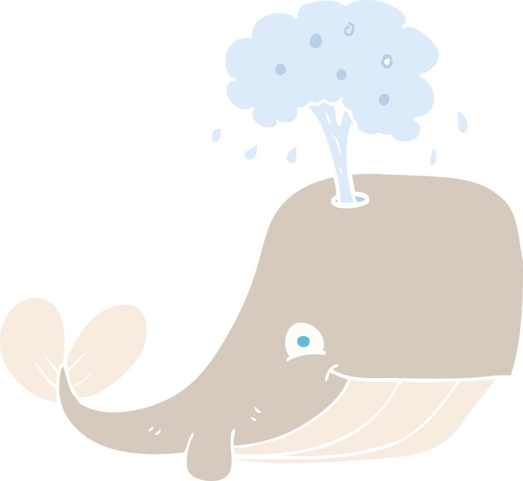 flat color illustration of a cartoon whale spouting water vector