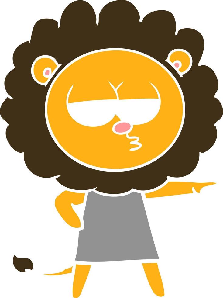 flat color style cartoon bored lion vector