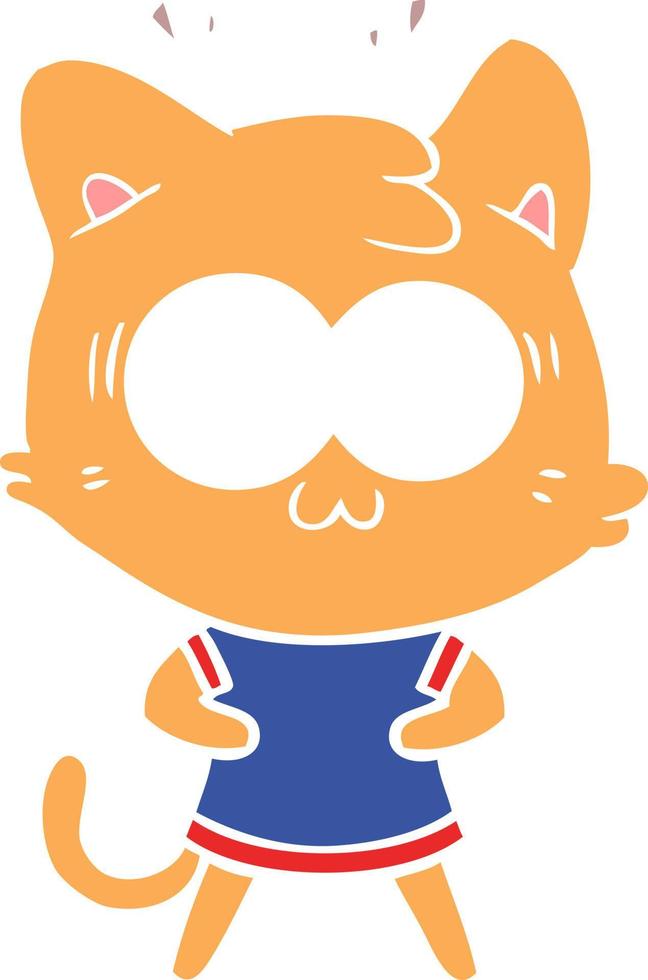 gato sorprendido de dibujos animados de estilo de color plano vector