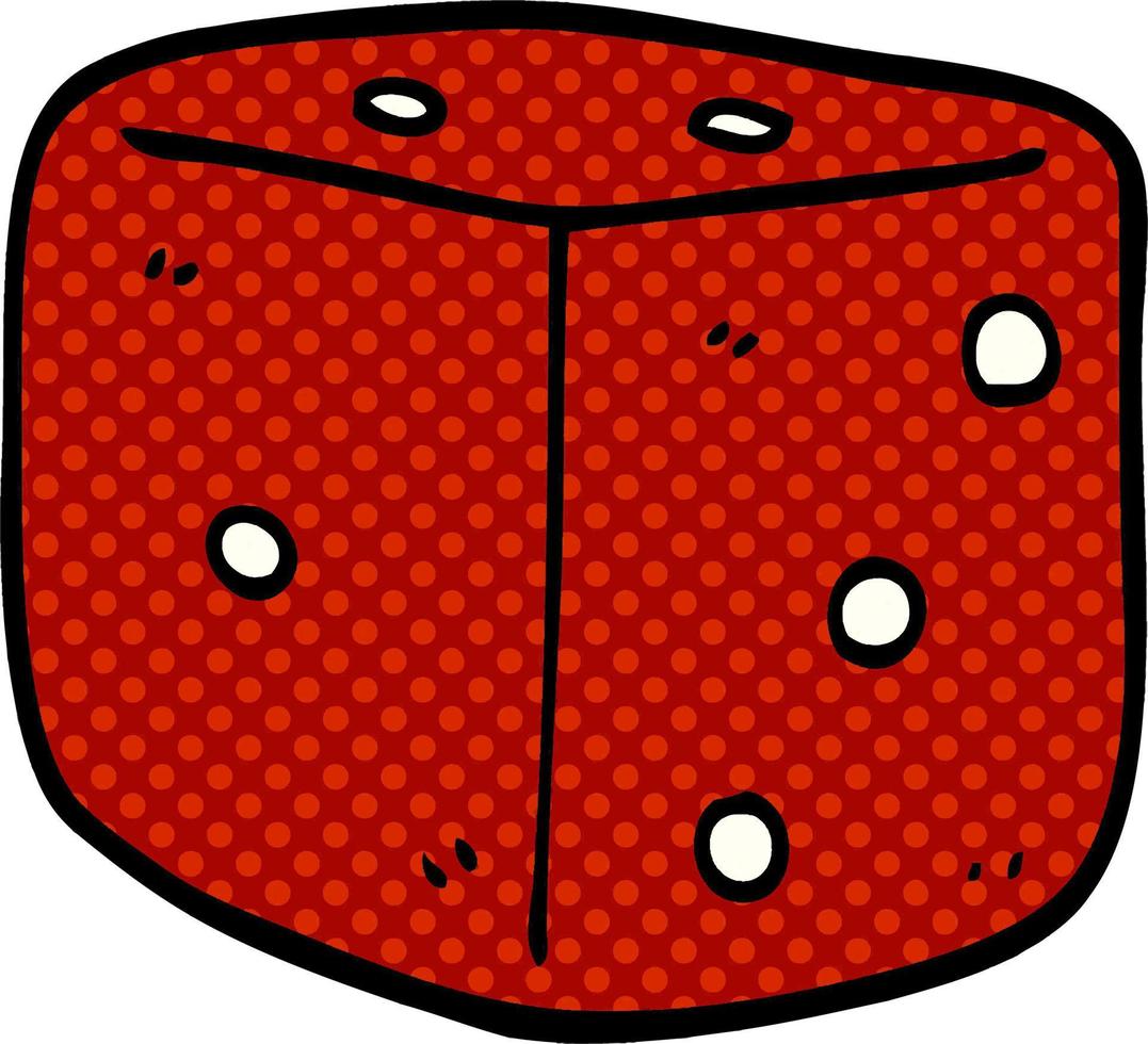 cartoon doodle red dice vector