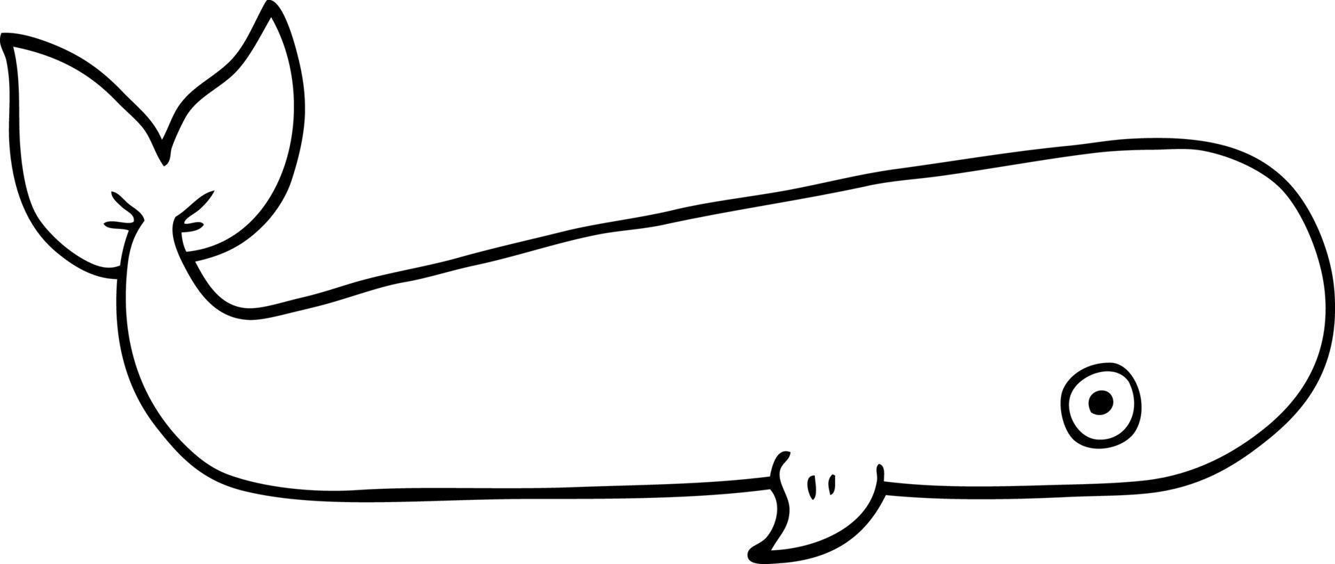 line drawing cartoon sea whale vector